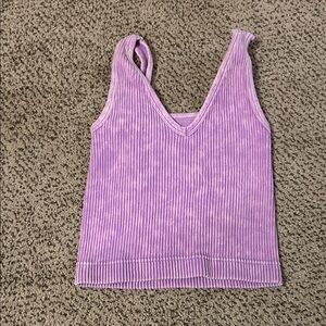 Purple Ribbed Women's Crop tank